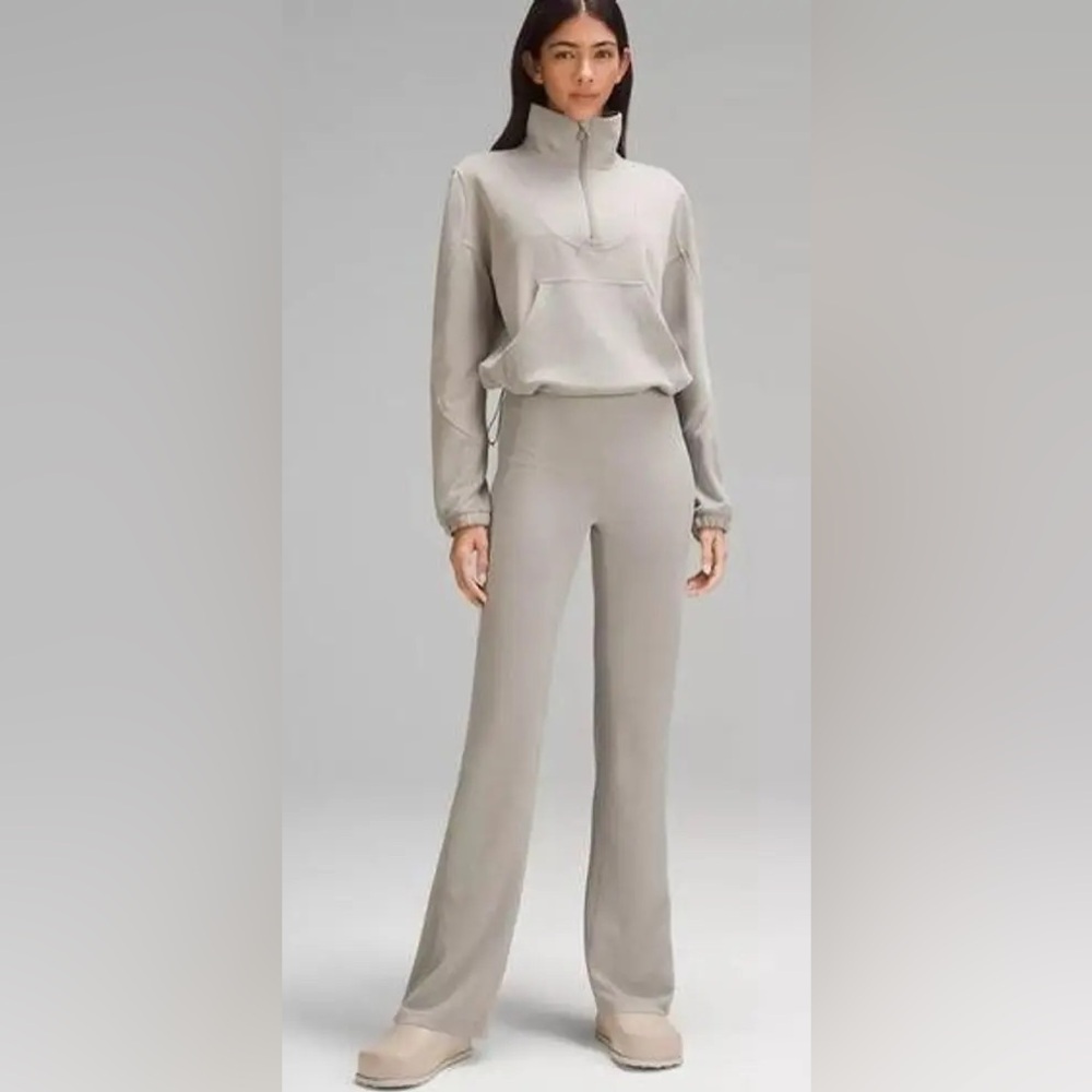 Lululemon Brushed Softstreme Ribbed Zip Flared Athletic Pants Riverstone